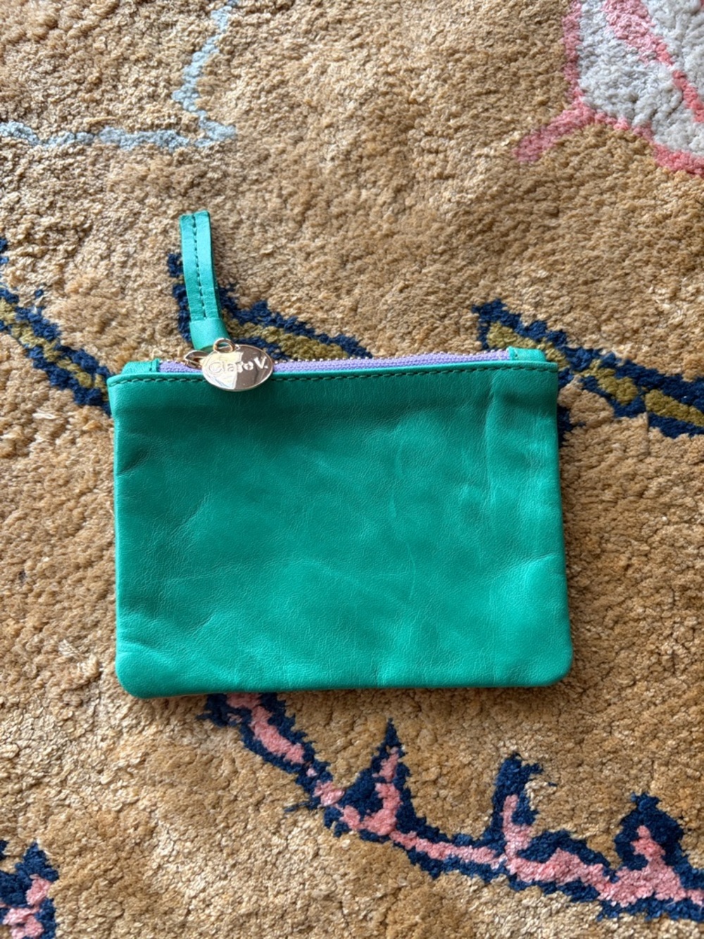 NEW! Clare V Coin Clutch Leather Bi-Colorway with Contrasting Zipper Pull